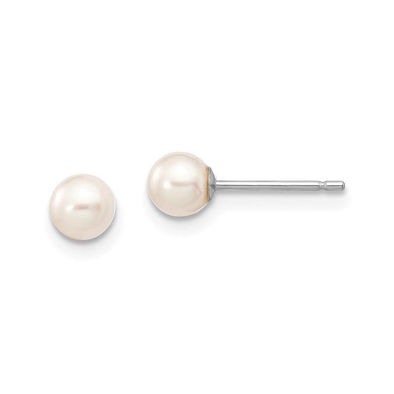 14k White Gold 4-5mm White Round FW Cultured Pearl Stud Earrings - Seattle Gold Grillz