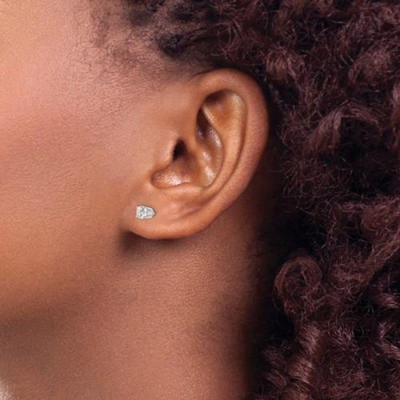 14k White Gold 4mm CZ stud earrings - Seattle Gold Grillz