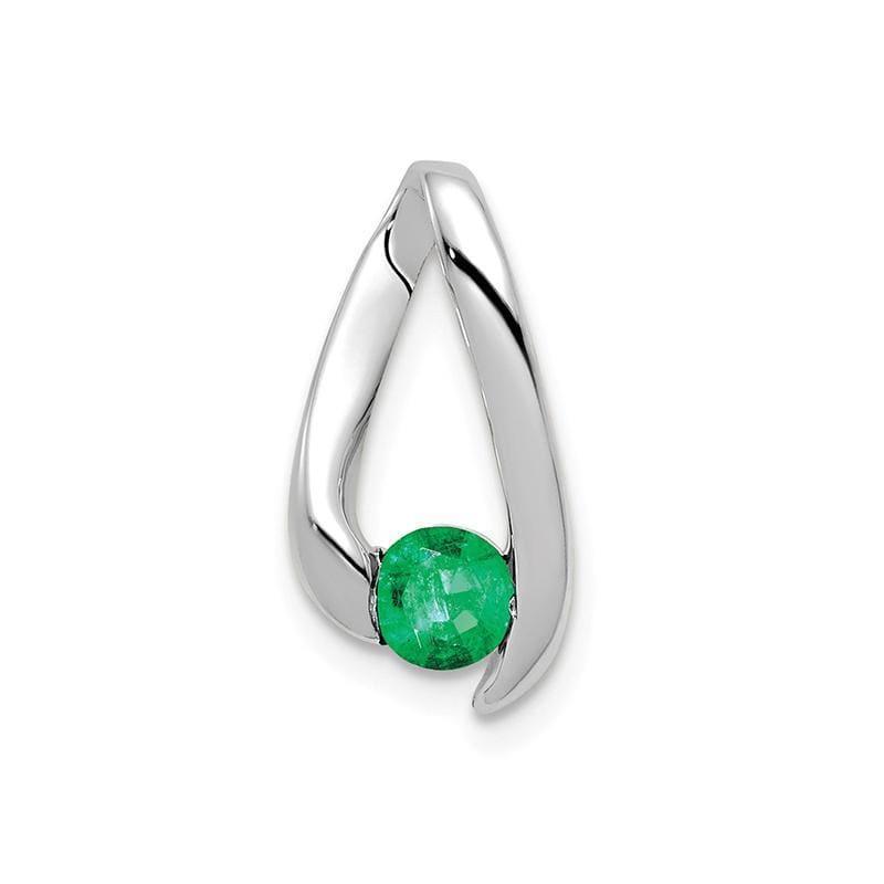 14k White Gold 4mm Emerald Pendant - Seattle Gold Grillz
