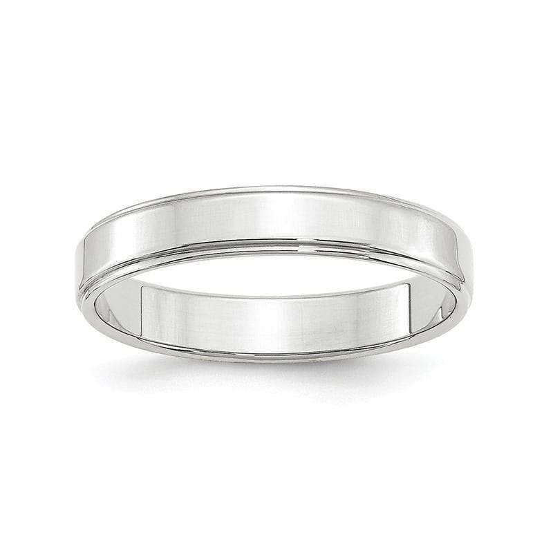 14K White Gold 4mm Flat with Step Edge Band - Seattle Gold Grillz