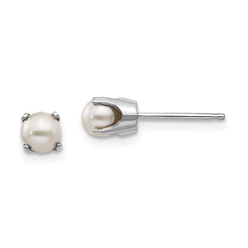 14k White Gold 4mm FW Cultured Pearl Stud Earrings - Seattle Gold Grillz