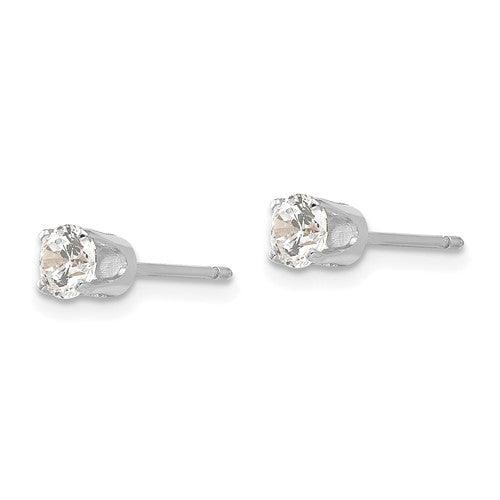 14k White Gold 4mm Round Stud Earring Mounting w-backs - Seattle Gold Grillz