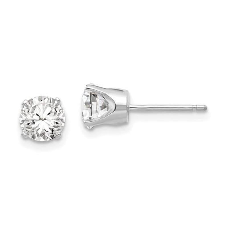 14k White Gold 5.5mm CZ stud earrings - Seattle Gold Grillz