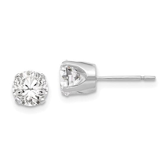 14k White Gold 5.75mm Round Stud Earring Mounting w-backs - Seattle Gold Grillz