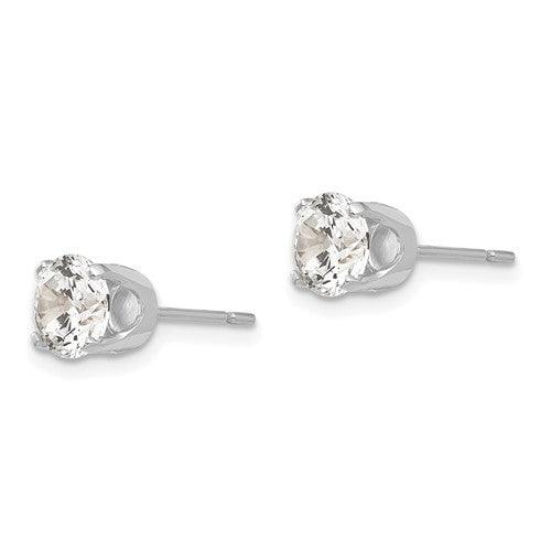 14k White Gold 5.75mm Round Stud Earring Mounting w-backs - Seattle Gold Grillz