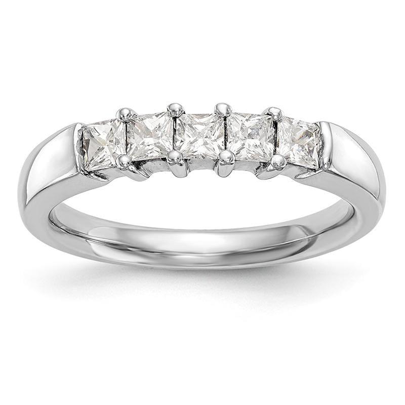 14K White Gold 5-Stone Diamond Band - Seattle Gold Grillz