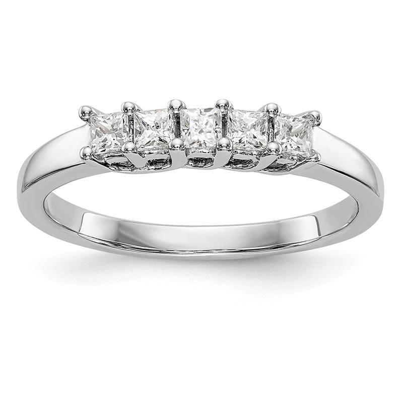 14K White Gold 5-Stone Diamond Band - Seattle Gold Grillz