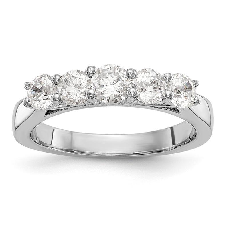 14K White Gold 5-Stone Diamond Band - Seattle Gold Grillz