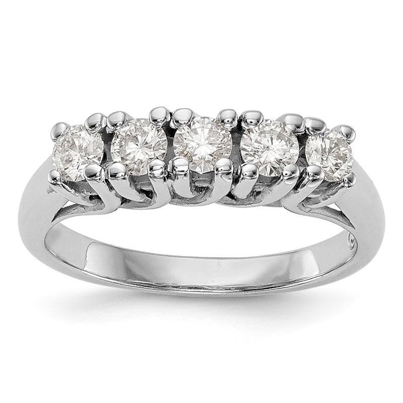 14K White Gold 5-Stone Diamond Band - Seattle Gold Grillz