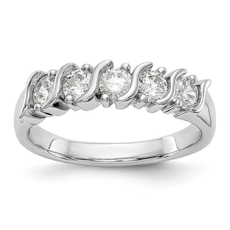 14K White Gold 5-Stone Diamond Band - Seattle Gold Grillz