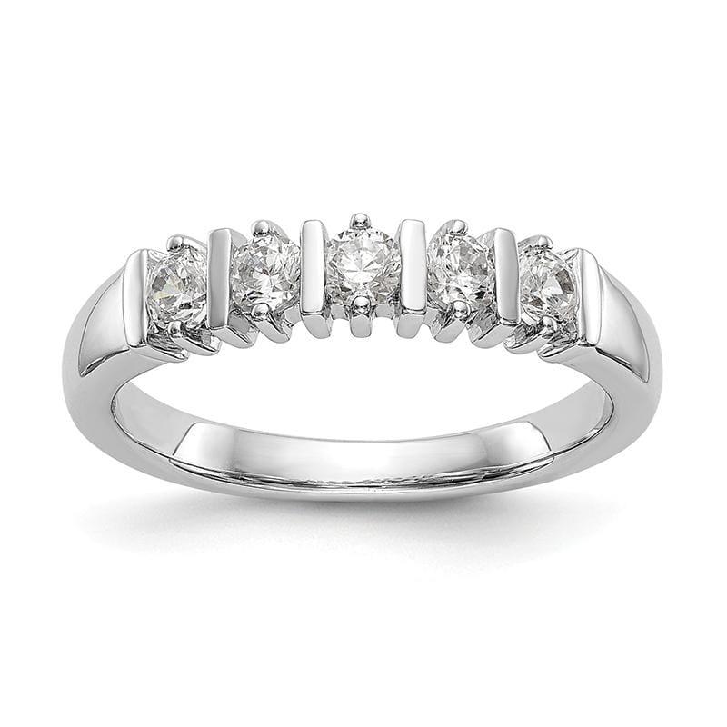 14K White Gold 5-Stone Diamond Band - Seattle Gold Grillz