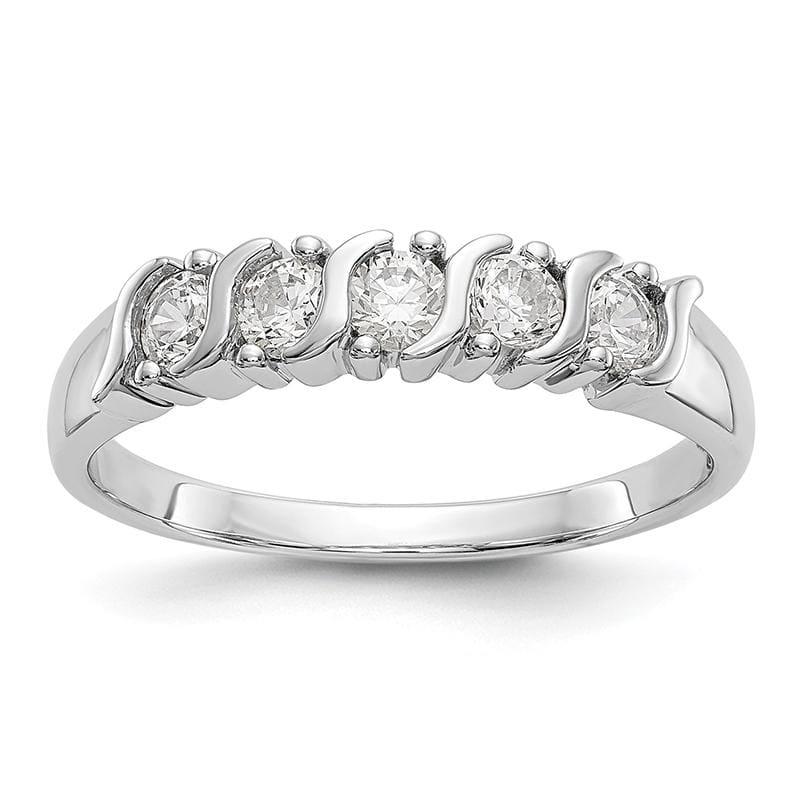 14K White Gold 5-Stone Diamond Band - Seattle Gold Grillz