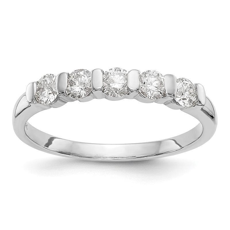 14K White Gold 5-Stone Diamond Band - Seattle Gold Grillz