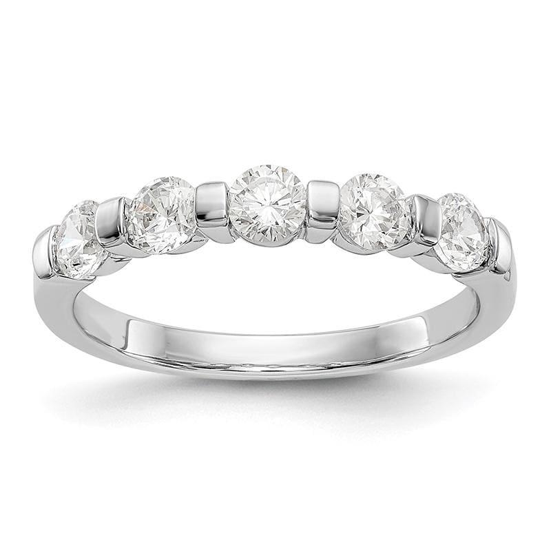 14K White Gold 5-Stone Diamond Band - Seattle Gold Grillz