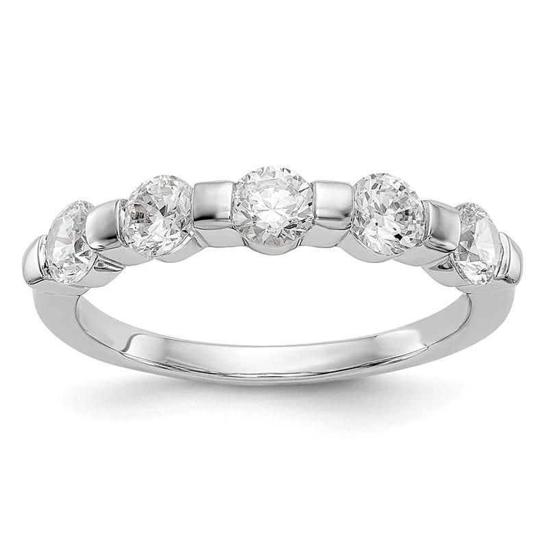 14K White Gold 5-Stone Diamond Band - Seattle Gold Grillz