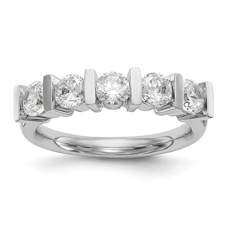 14K White Gold 5-Stone Diamond Band - Seattle Gold Grillz