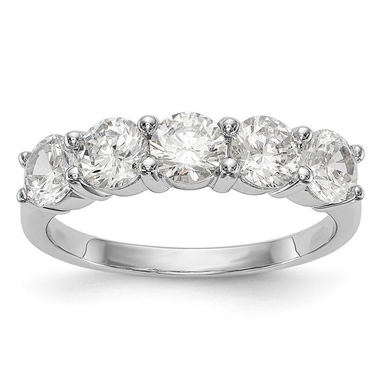 14K White Gold 5-Stone Diamond Band - Seattle Gold Grillz