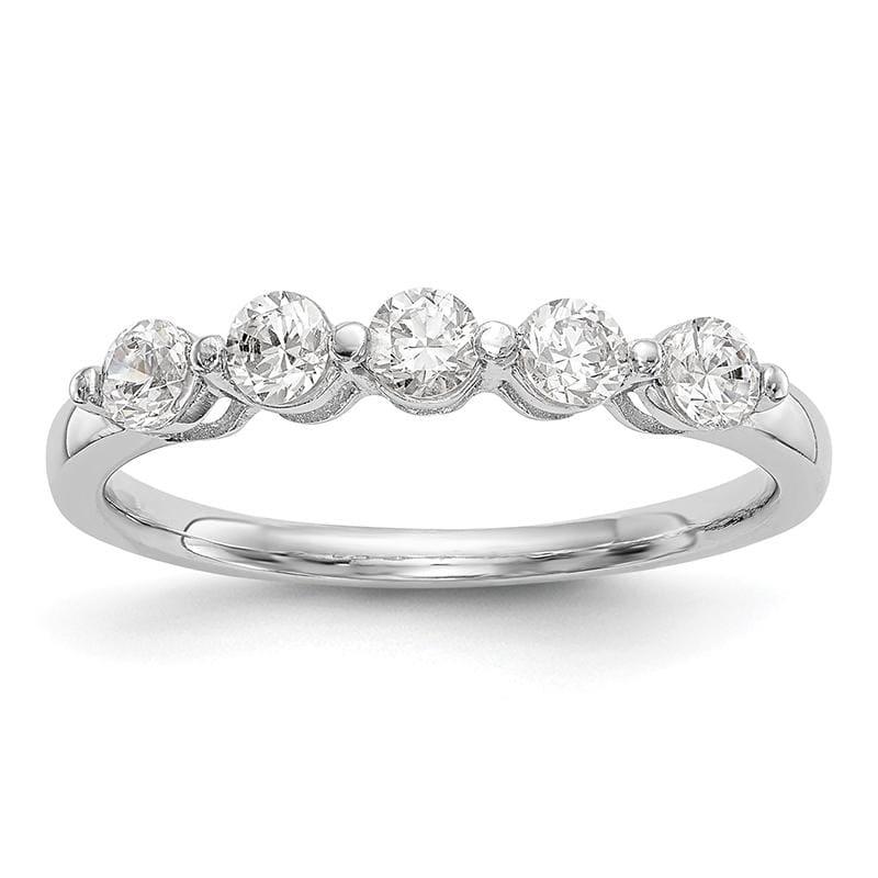 14K White Gold 5-Stone Diamond Band - Seattle Gold Grillz