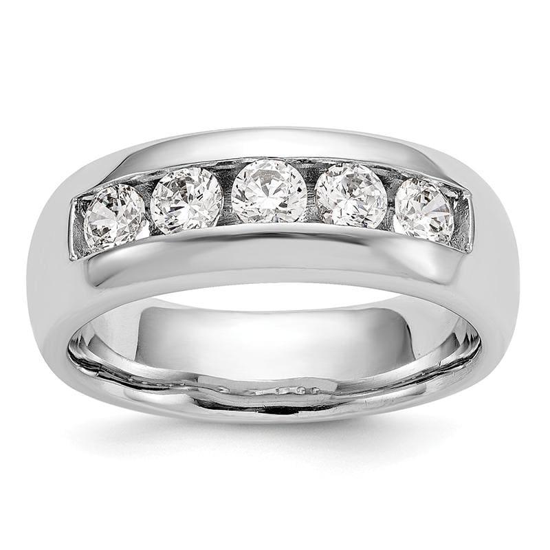 14K White Gold 5-Stone Diamond Channel Band - Seattle Gold Grillz