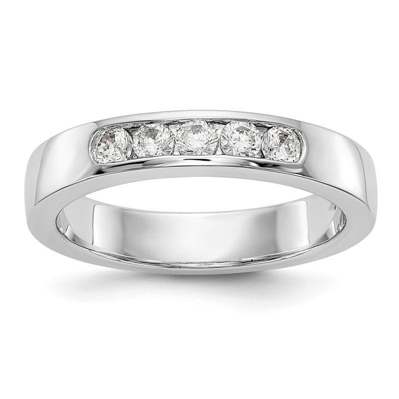 14K White Gold 5-Stone Diamond Channel Band - Seattle Gold Grillz