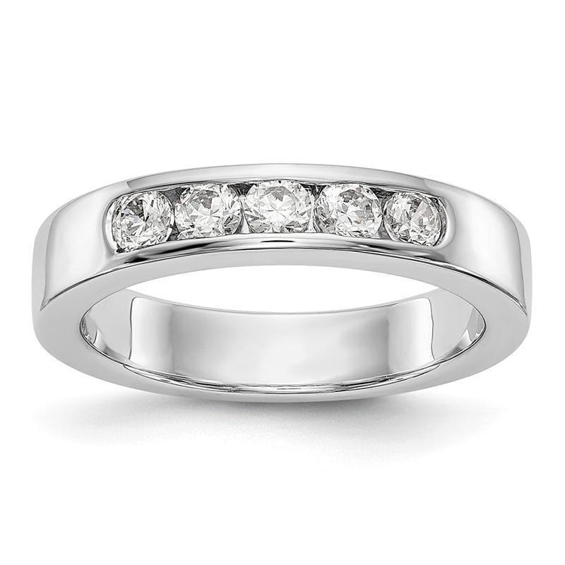 14K White Gold 5-Stone Diamond Channel Band - Seattle Gold Grillz