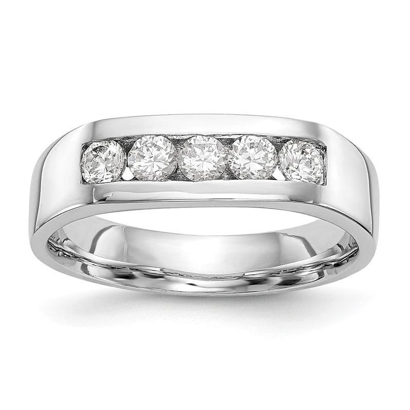 14K White Gold 5-Stone Diamond Channel Band - Seattle Gold Grillz