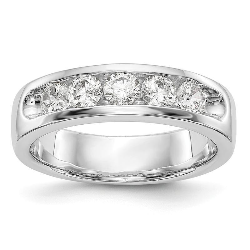 14K White Gold 5-Stone Diamond Channel Band - Seattle Gold Grillz