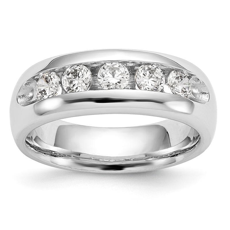 14K White Gold 5-Stone Diamond Channel Band - Seattle Gold Grillz