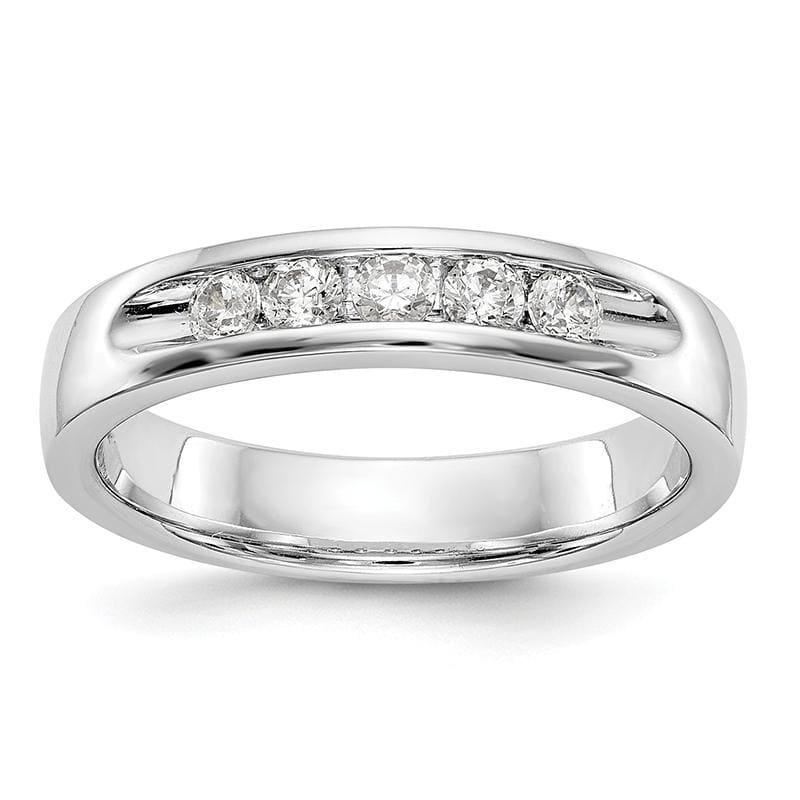 14K White Gold 5-Stone Diamond Channel Band - Seattle Gold Grillz