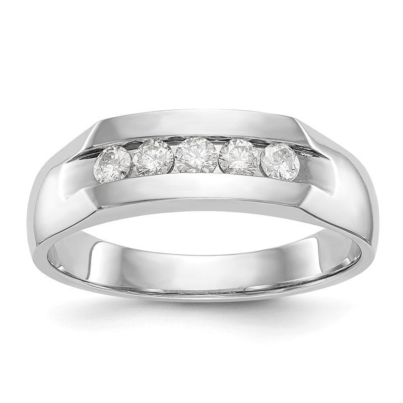 14K White Gold 5-Stone Diamond Men's Channel Band - Seattle Gold Grillz