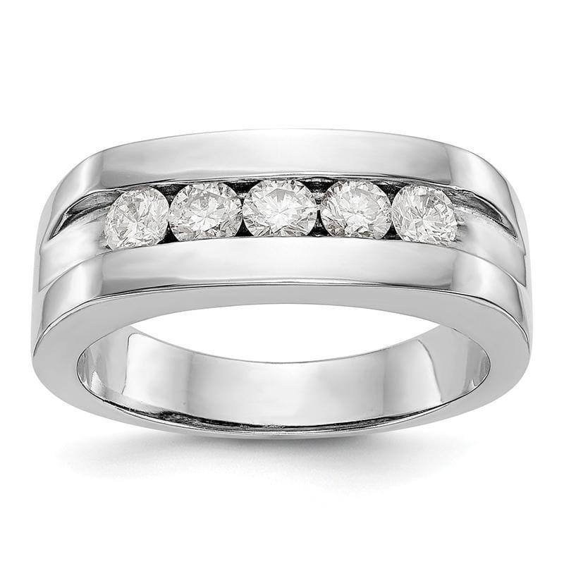 14K White Gold 5-Stone Diamond Men's Channel Band - Seattle Gold Grillz