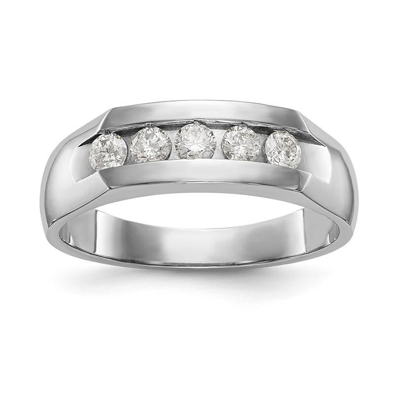 14K White Gold 5-Stone Diamond Men's Channel Band - Seattle Gold Grillz