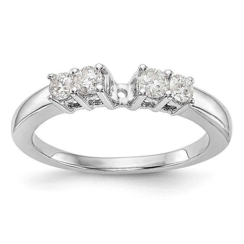 14K White Gold 5-Stone Diamond Peg Set Engagement Ring Mounting - Seattle Gold Grillz