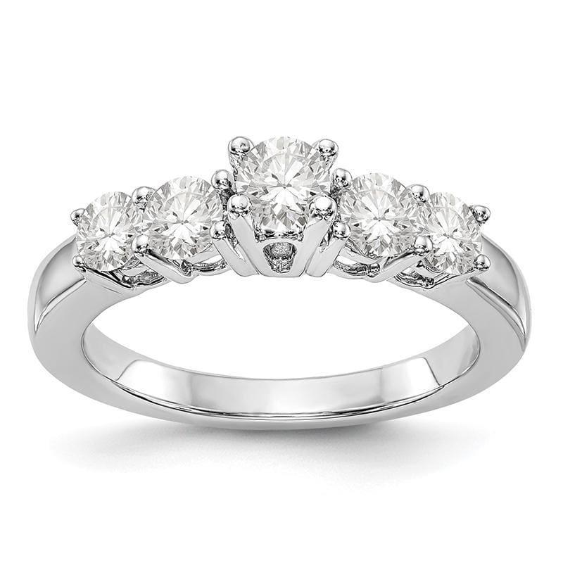 14K White Gold 5-Stone Diamond Peg Set Engagement Ring Mounting - Seattle Gold Grillz