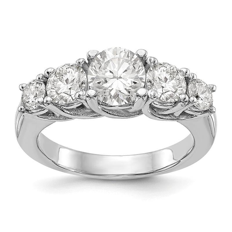 14K White Gold 5-Stone Diamond Semi-Mount Engagement Ring - Seattle Gold Grillz