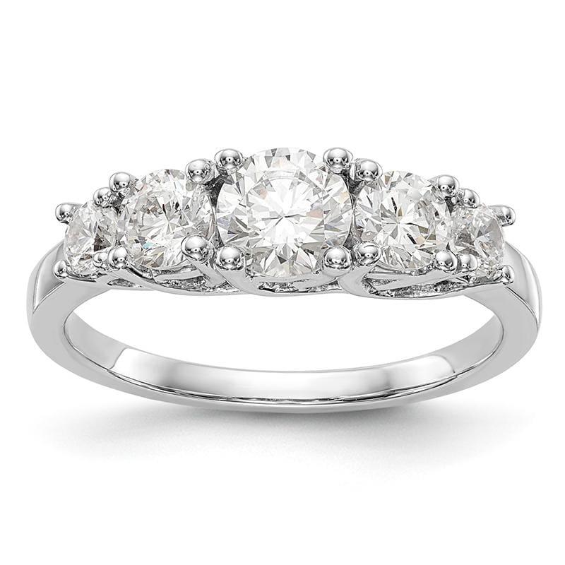 14K White Gold 5-Stone Diamond Semi-Mount Engagement Ring - Seattle Gold Grillz