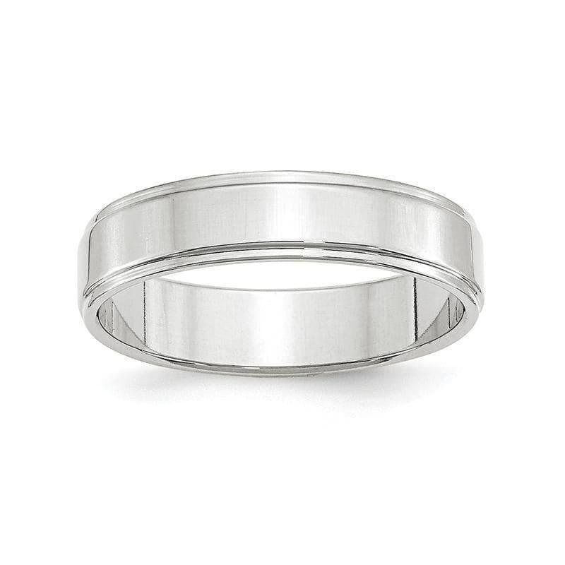 14K White Gold 5mm Flat with Step Edge Band - Seattle Gold Grillz
