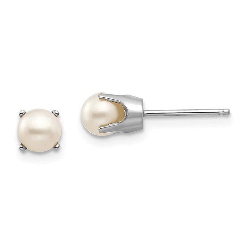 14k White Gold 5mm FW Cultured Pearl Stud Earrings - Seattle Gold Grillz