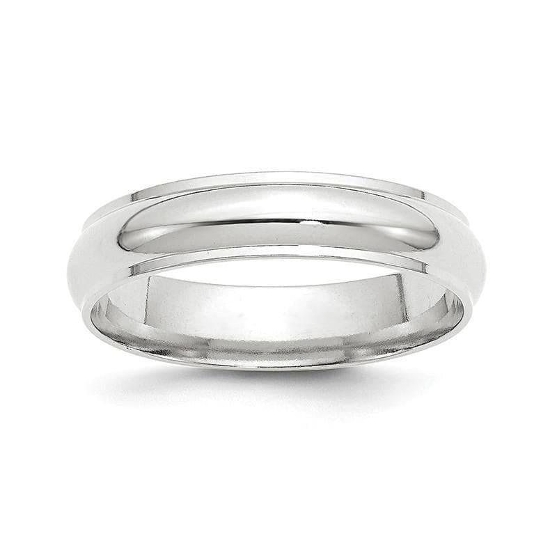14K White Gold 5mm Half Round with Edge Band Size - Seattle Gold Grillz