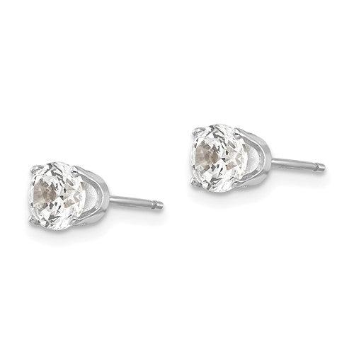 14k White Gold 5mm Round Stud Earring Mounting w-backs - Seattle Gold Grillz