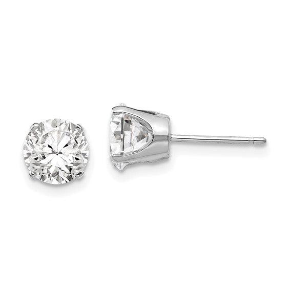 14k White Gold 6.5mm Round Stud Earring Mounting w-backs - Seattle Gold Grillz