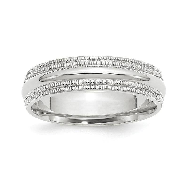 14K White Gold 6mm Double Milgrain Comfort Fit Band - Seattle Gold Grillz