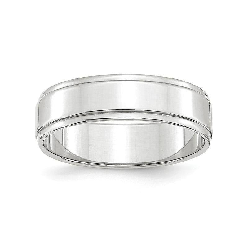 14K White Gold 6mm Flat with Step Edge Band - Seattle Gold Grillz