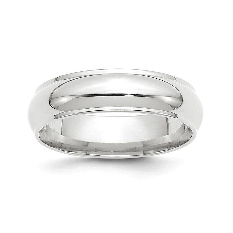 14K White Gold 6mm Half Round with Edge Band - Seattle Gold Grillz