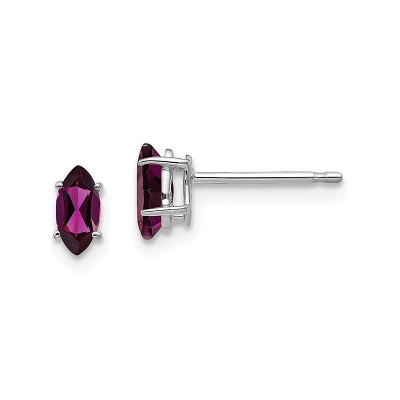 14k White Gold 6X3mm Rhodolite Garnet Marquise Stud Earring - Seattle Gold Grillz