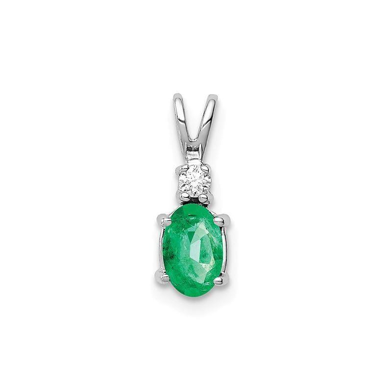14k White Gold 6x4mm Oval Emerald A Diamond pendant - Seattle Gold Grillz