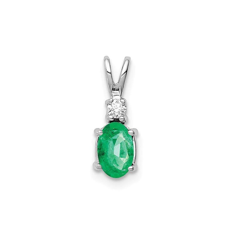14k White Gold 6x4mm Oval Emerald VS Diamond pendant - Seattle Gold Grillz