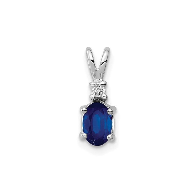 14k White Gold 6x4mm Oval Sapphire A Diamond pendant - Seattle Gold Grillz
