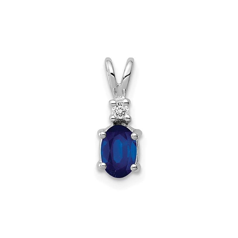14k White Gold 6x4mm Oval Sapphire AAA Diamond pendant - Seattle Gold Grillz