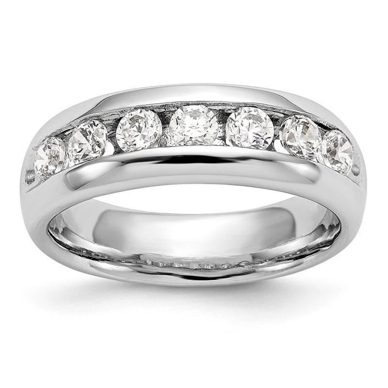 14K White Gold 7-Stone Diamond Channel Band - Seattle Gold Grillz